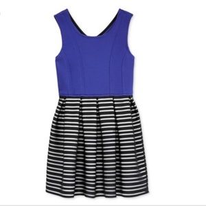 Bonnie Jean Cobalt Knit Top Dress Blue Black Sz 12